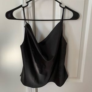 Faux leather Black, Cowl neck Tank